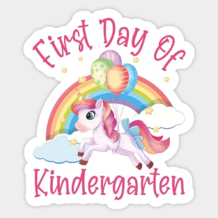 Cutesy Unicorn and Rainbow | First Day of Kindergarten Sticker